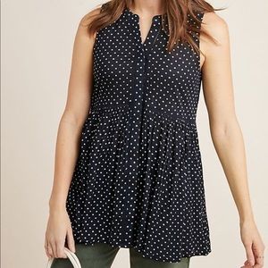 Anthropologie Navy Polka Dot Tunic /Cover Up